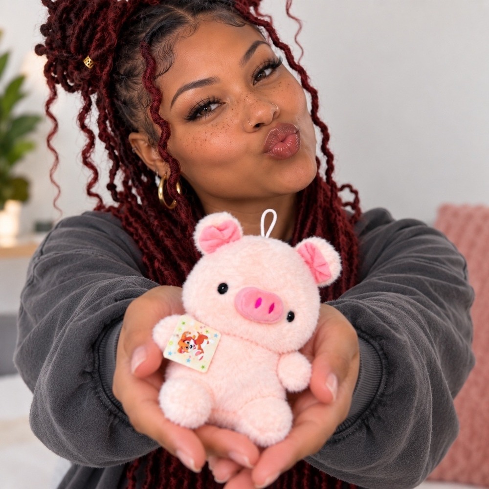 Kawaii Pink Pig Plush Soft Fuzzy Stuffed Animal Toy with Tags